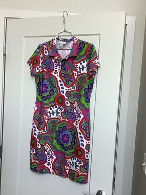 Jude Connally Bright Paisley Polo Dress - Green, Pink, Purple, Red